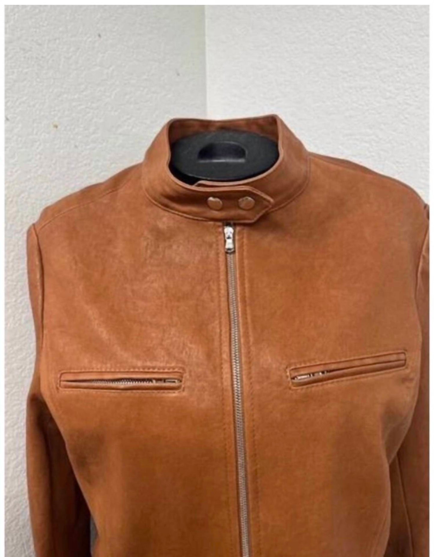 Zip Sleeve Moto Cross Leather Jacket