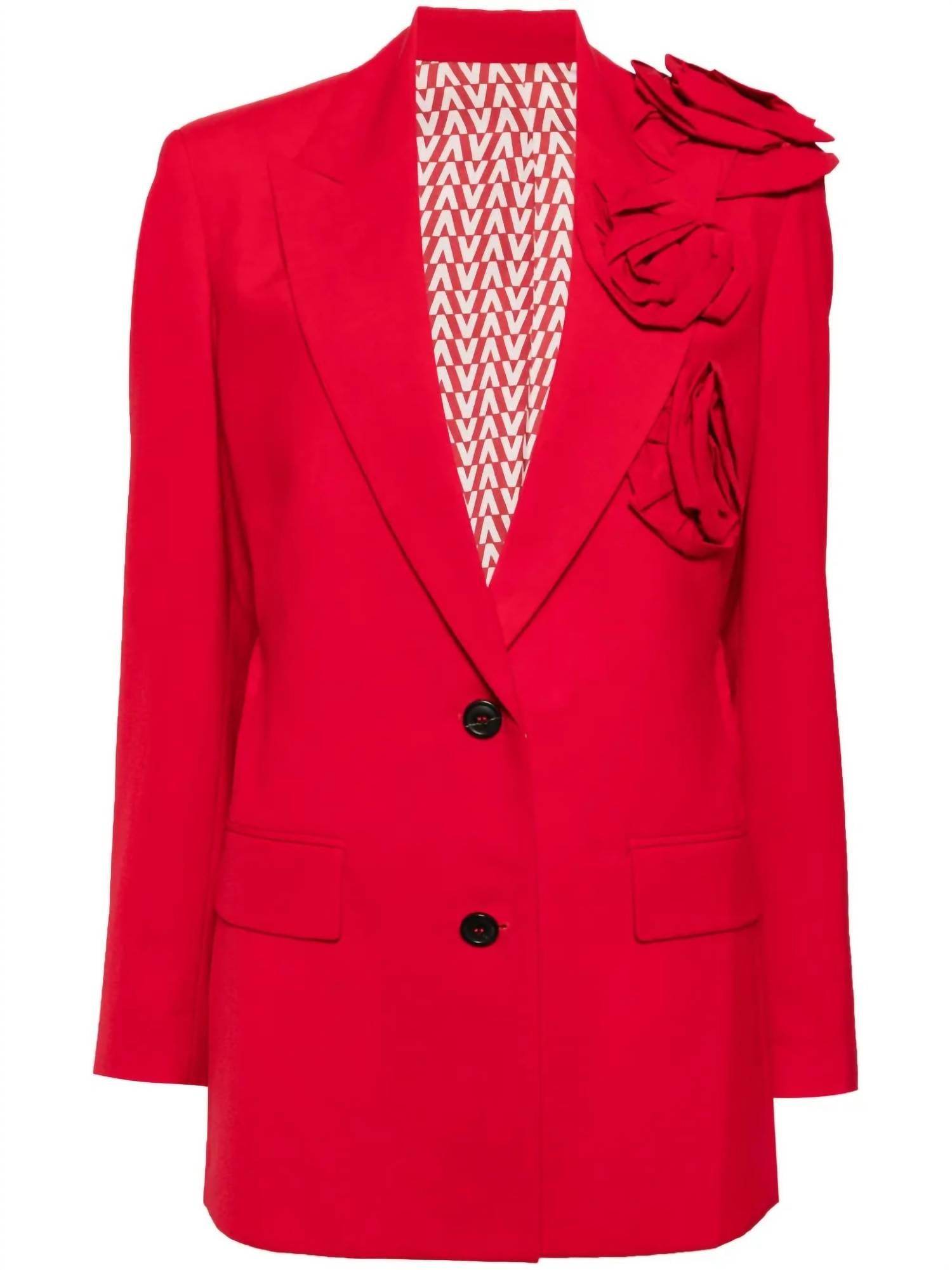 Valentino - Floral Appliqué V-neck Blazer - Rack Hunt
