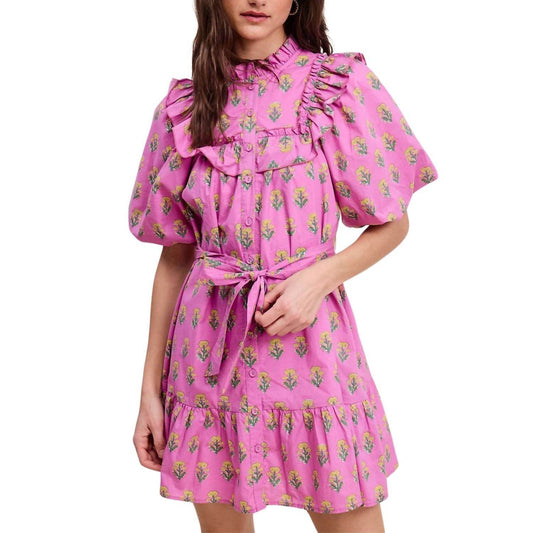 Ultramarine - Floral Clusters Ruffled Mini Dress - Rack Hunt -