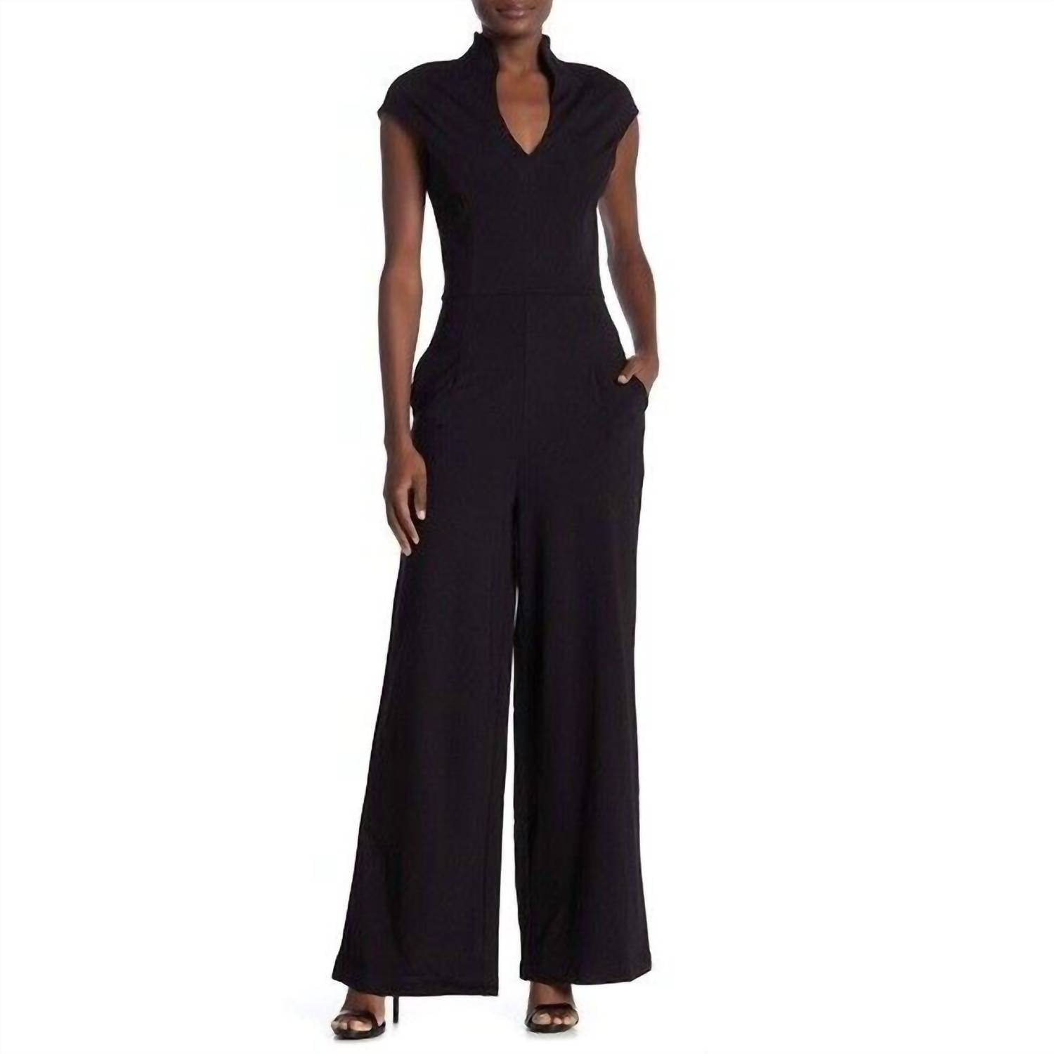 ALEXIA ADMOR - Scarlett Solid Wide Leg V Neck Jumpsuit - Rack Hunt