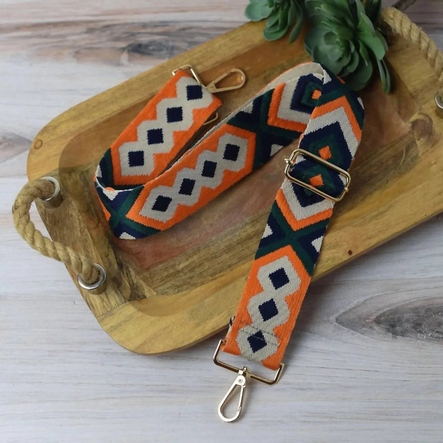 Lauren Lane - Geometric Woven Adjustable Crossbody Bag Purse Guitar Strap - Rack Hunt