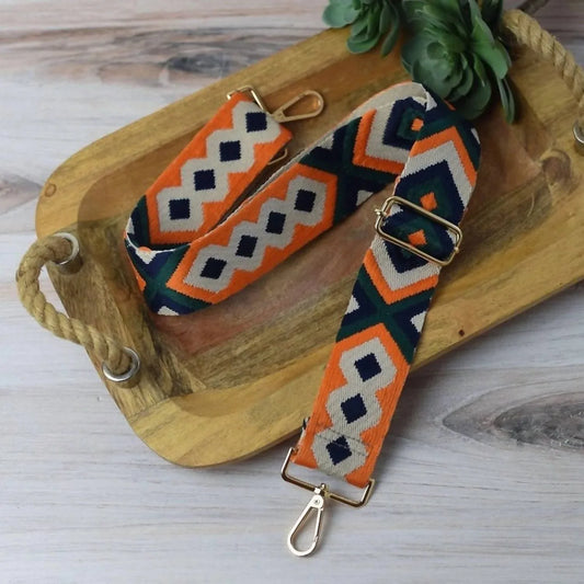 Lauren Lane - Geometric Woven Adjustable Crossbody Bag Purse Guitar Strap - Rack Hunt