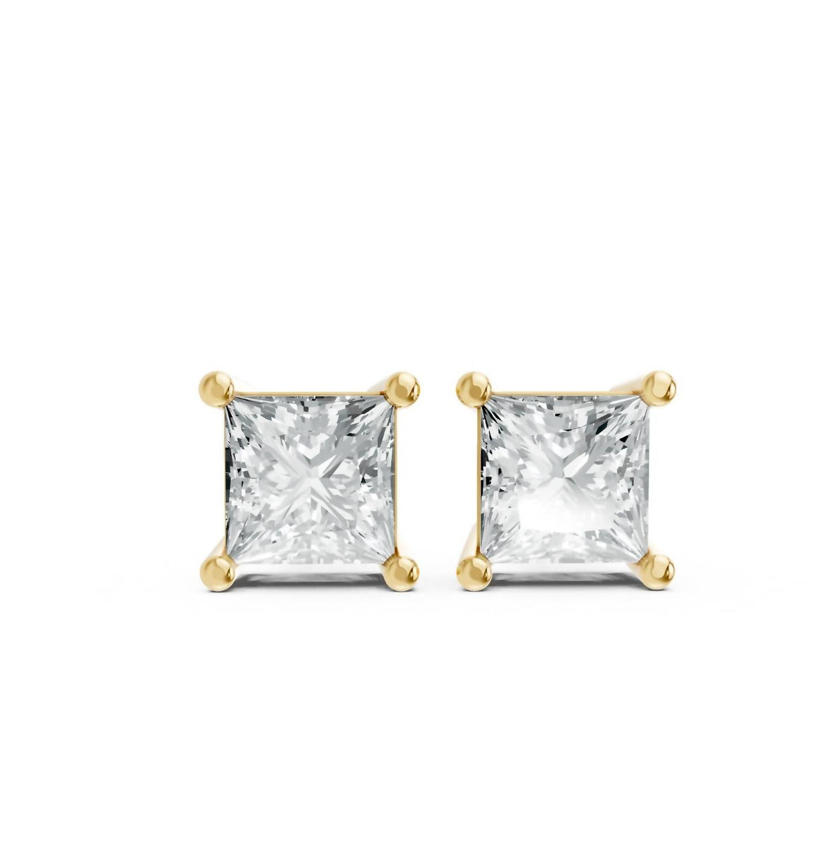 Women's Princess Shape 4 Prong Push Back Studs