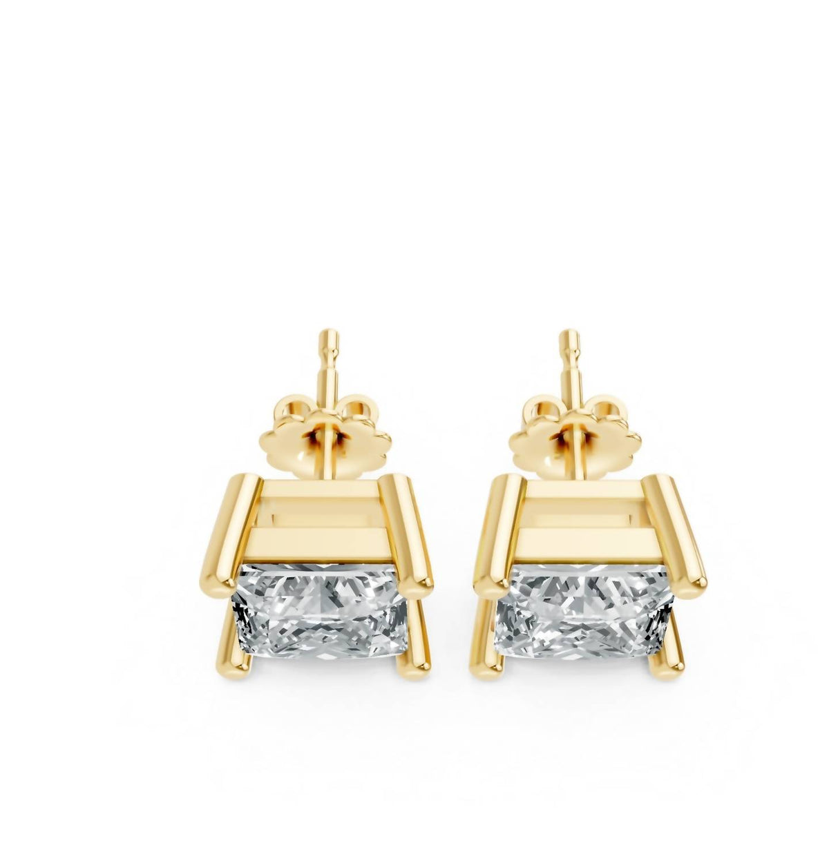 Women's Princess Shape 4 Prong Push Back Studs