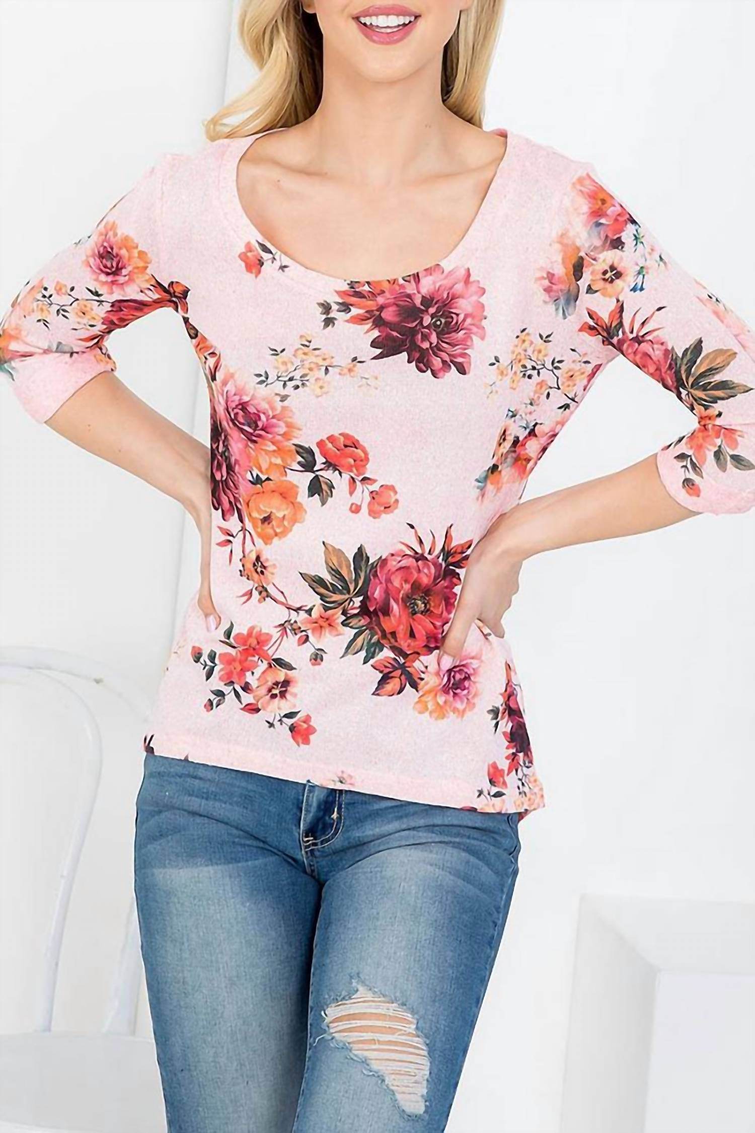 New Look - Round Neck Floral Print Top - Rack Hunt -