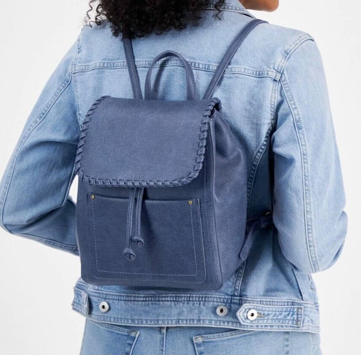Women's Whipstitch Flap Drawstring Backpack