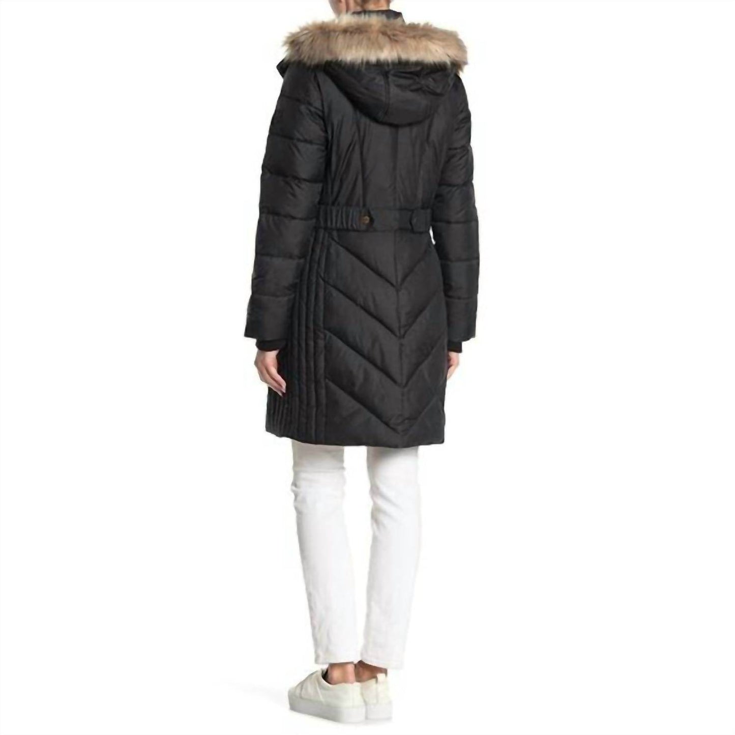 Larry Levine - Mid Length Faux Fur Hooded Puffer Jacket - Rack Hunt -