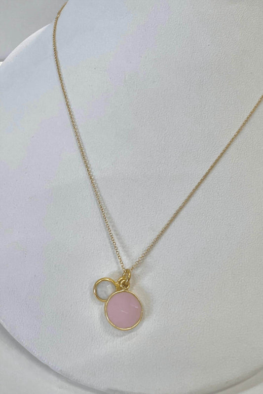 Elyssa Bass Designs - Women's Rose Quartz And Moonstone Double Gemstone Necklace - Rack Hunt -