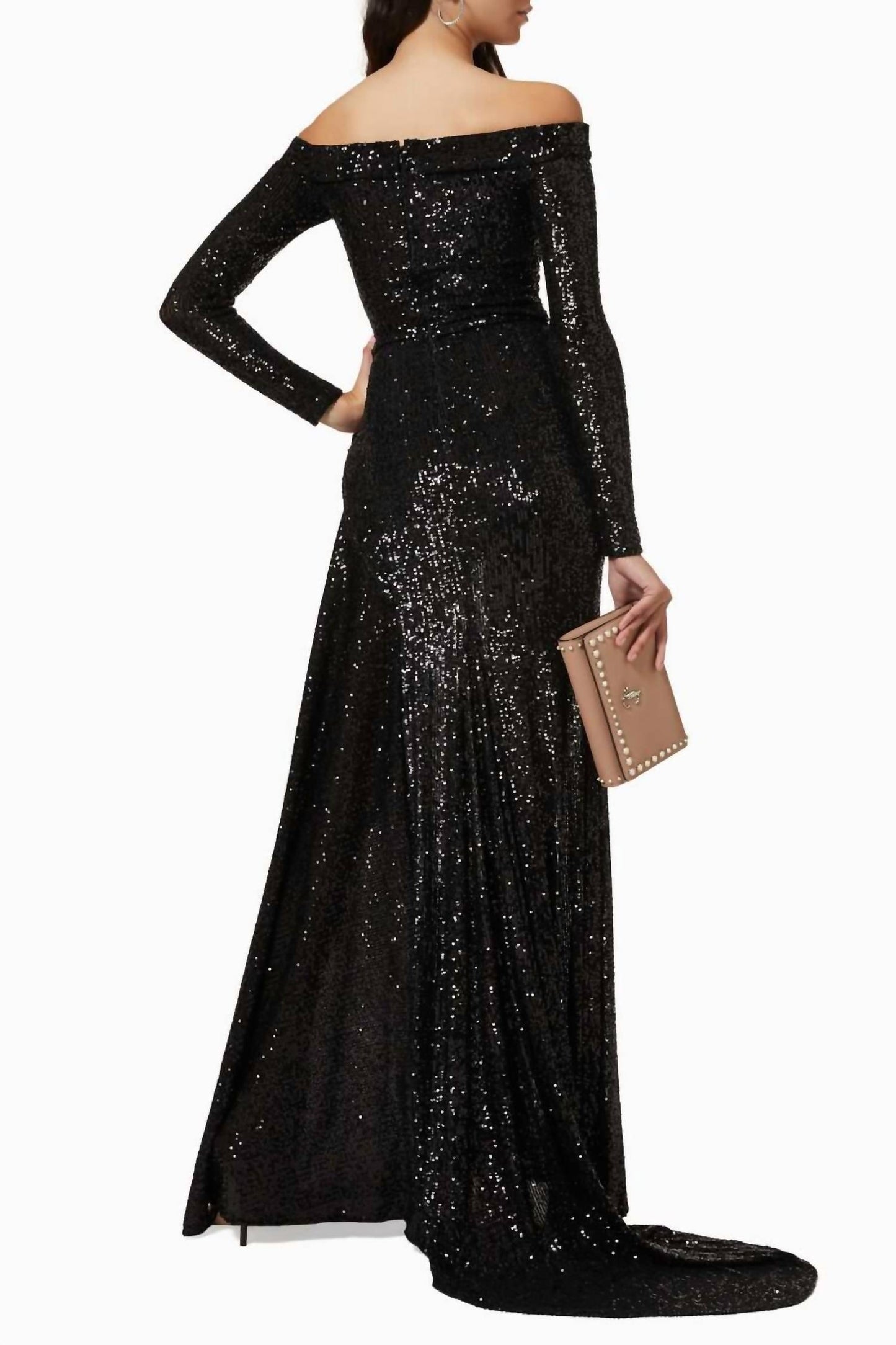 Off-shoulder Long Sleeve Gown