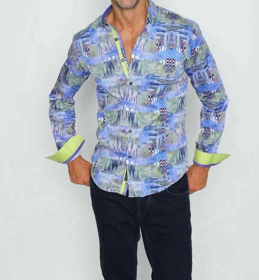 Retro Signals Button Down Shirt With Trim