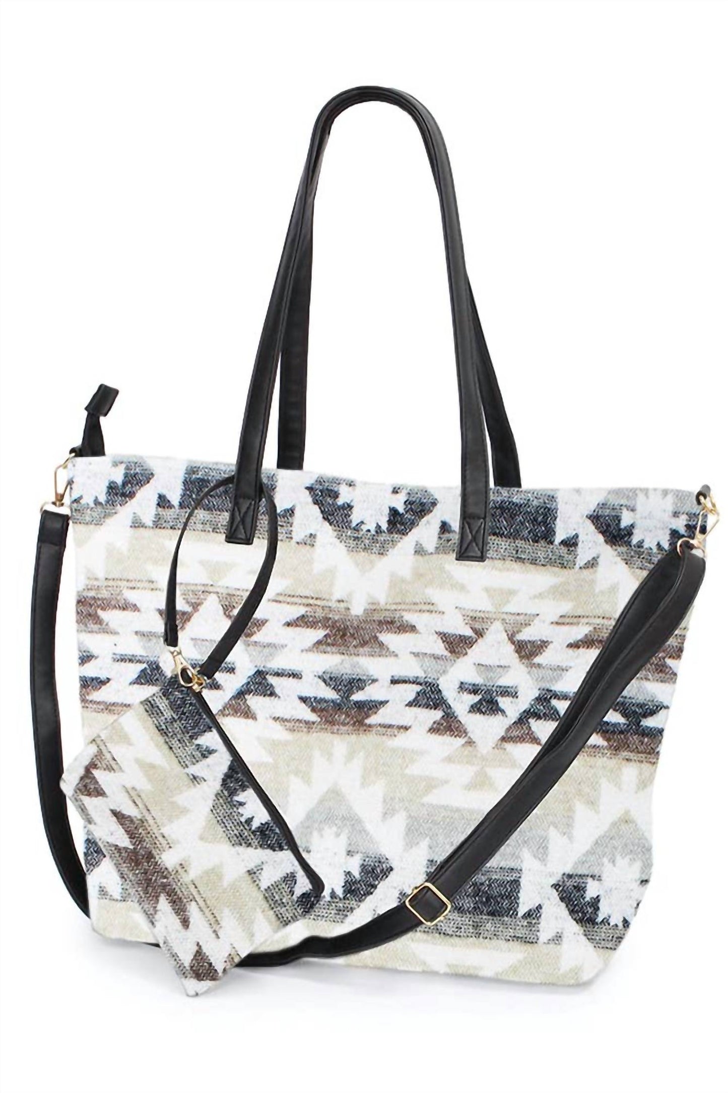 Women's Western Weekend Aztec Pattern Tote Bag With Pouch