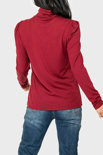 Gibsonlook - Essential Turtleneck Soft Sweater Knit Top With Puff Sleeve - Rack Hunt