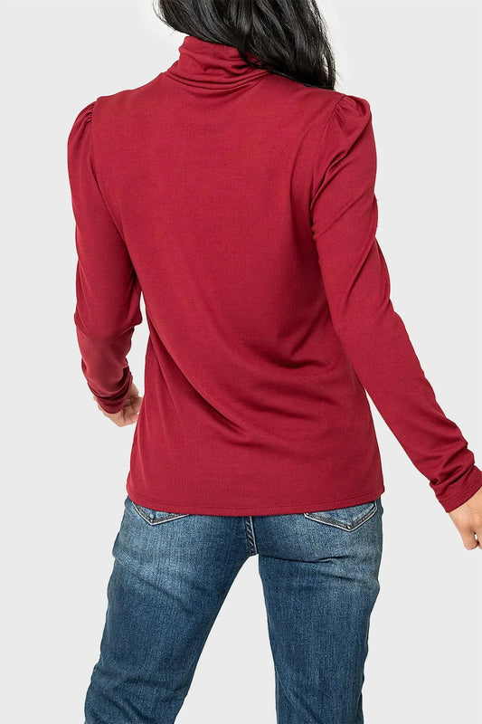 Gibsonlook - Essential Turtleneck Soft Sweater Knit Top With Puff Sleeve - Rack Hunt