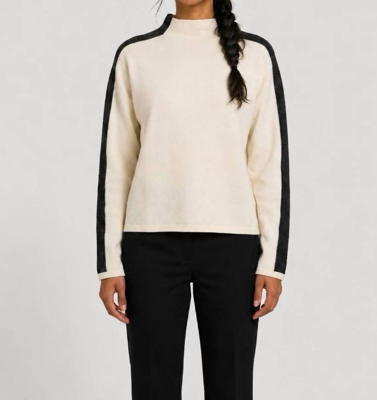 Colorblock Mock Neck Sweater