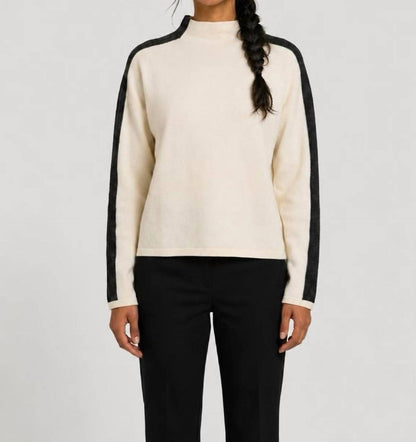 Colorblock Mock Neck Sweater
