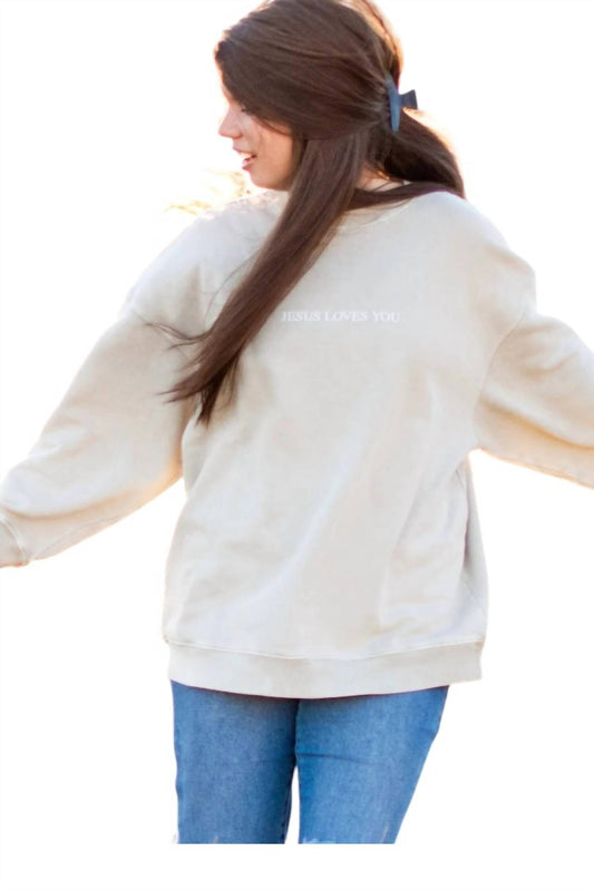 Jesus Loves You Adult French Terry Crewneck Sweatshirt
