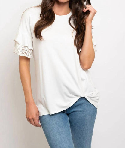 Women's Lace Ruffle Detailed Front Knot Top