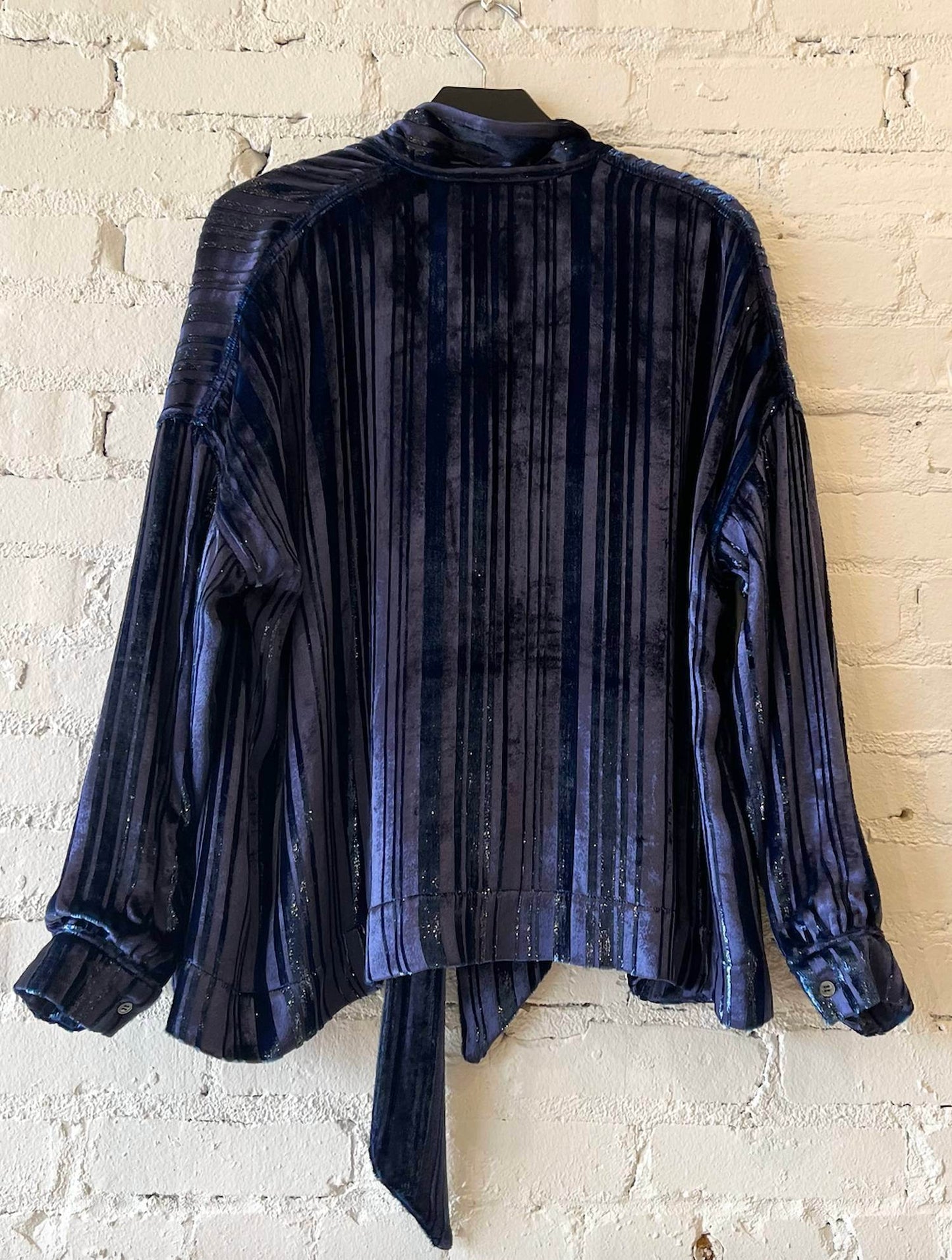 Libertine - Women's Lines Velvet Tie Blouse - Rack Hunt -