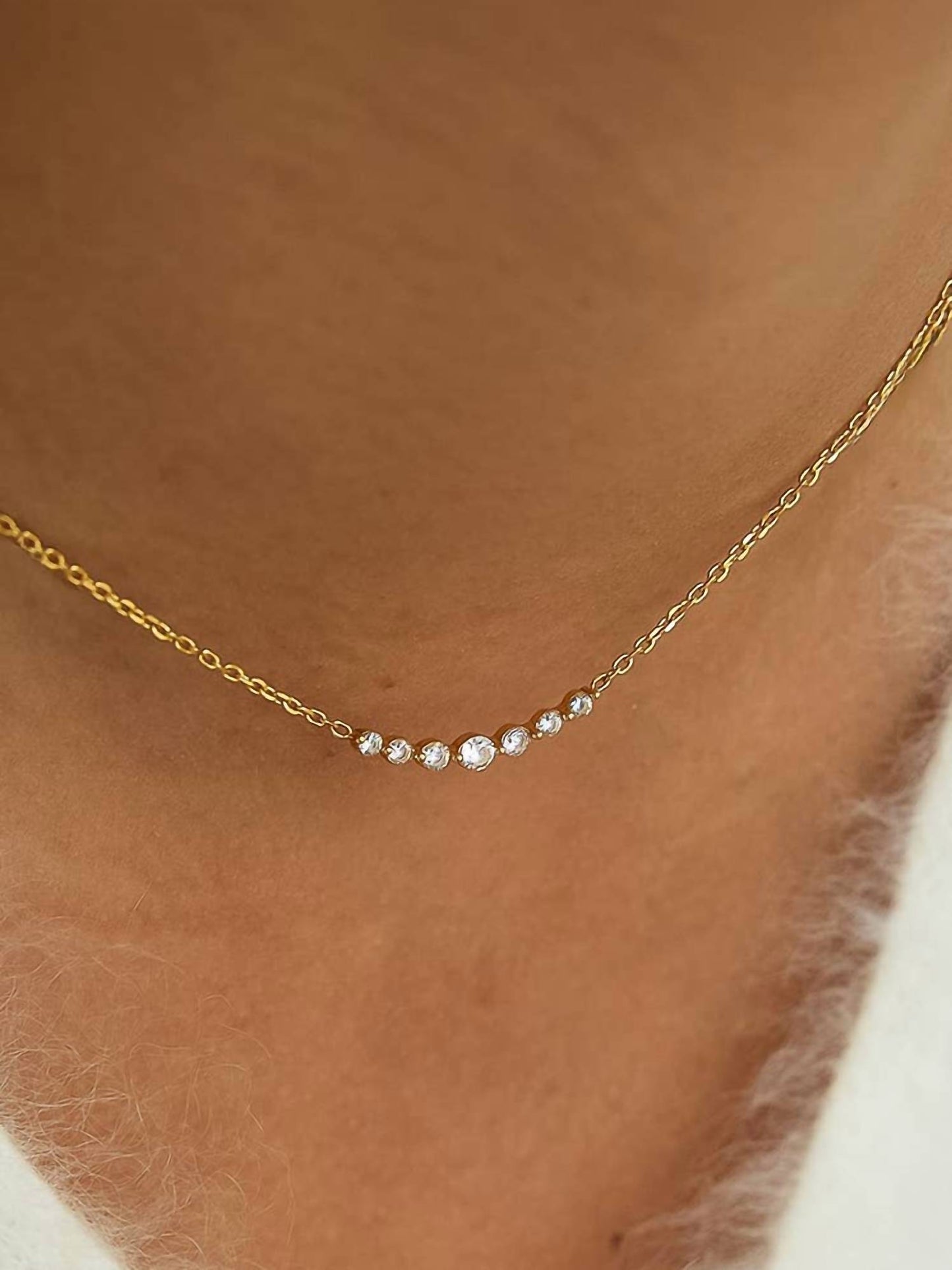 Women's Crystal Station Chain Necklace