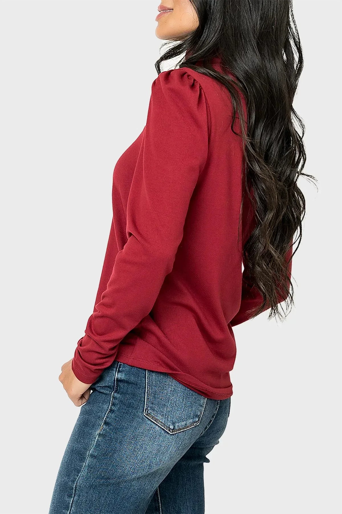 Gibsonlook - Essential Turtleneck Soft Sweater Knit Top With Puff Sleeve - Rack Hunt