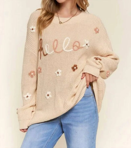 A Thousand Words - Hello Flower Embroidery Sweater - Rack Hunt