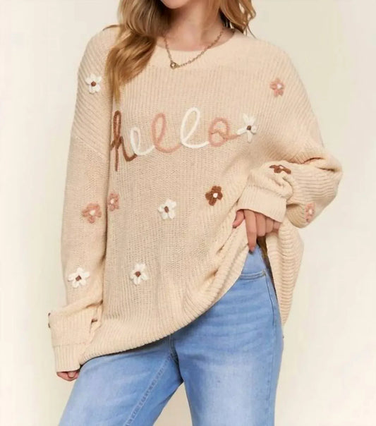 A Thousand Words - Hello Flower Embroidery Sweater - Rack Hunt