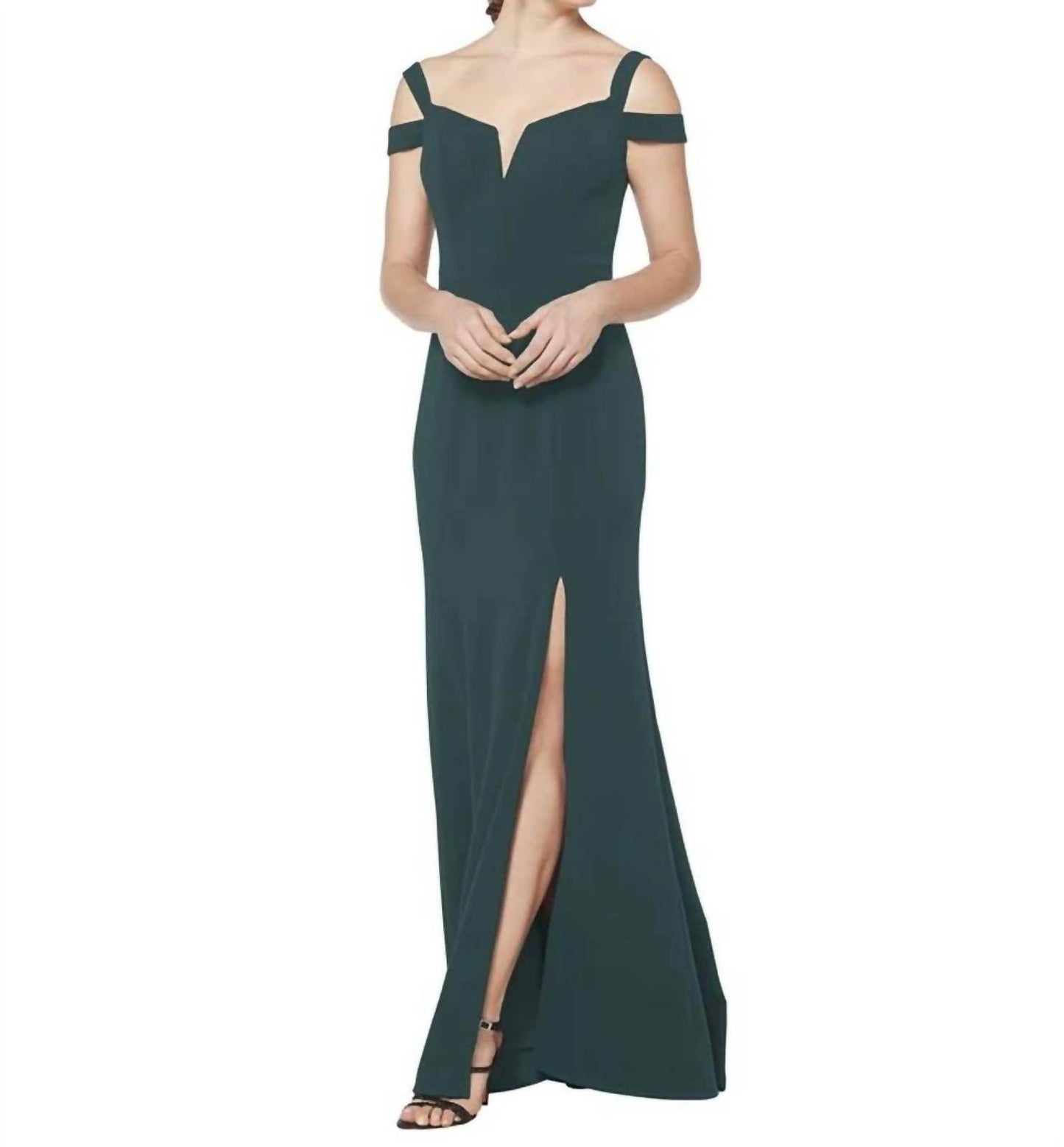 Bill Levkoff - Stretch Crepe Double Off The Shoulder Bridesmaid Dress - Rack Hunt