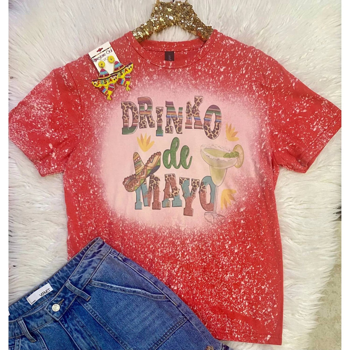Women's Drinko De Mayo Bleached Graphic Tee