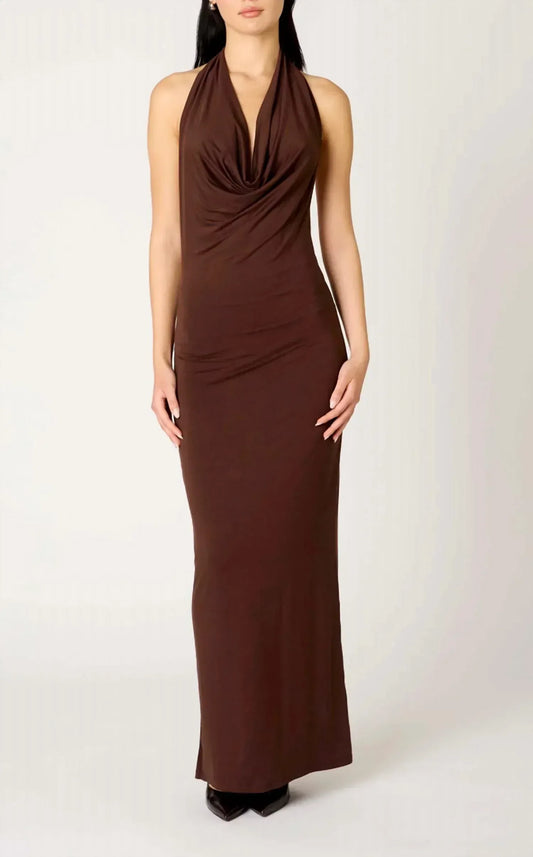 Place Showroom - Halter Cowl Neck Bodycon Maxi Dress - Rack Hunt
