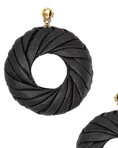 Women's Leather Circle Earrings