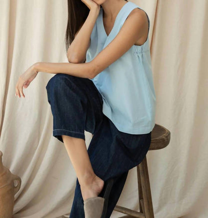 Azure Poplin Top