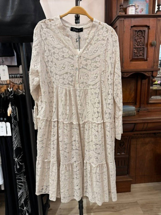 Lace V Neck Long Sleeve Dress