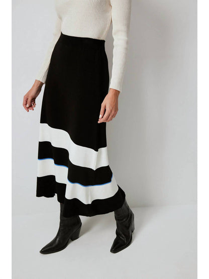 Striped Knitwear Skirt With Elastic Waist