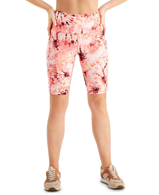Ideology Womens Activewear Tie-Dye High-Rise Bike Shorts
