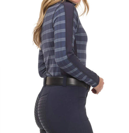 Stretch Plaid Quarter Zip Mid-layer Top