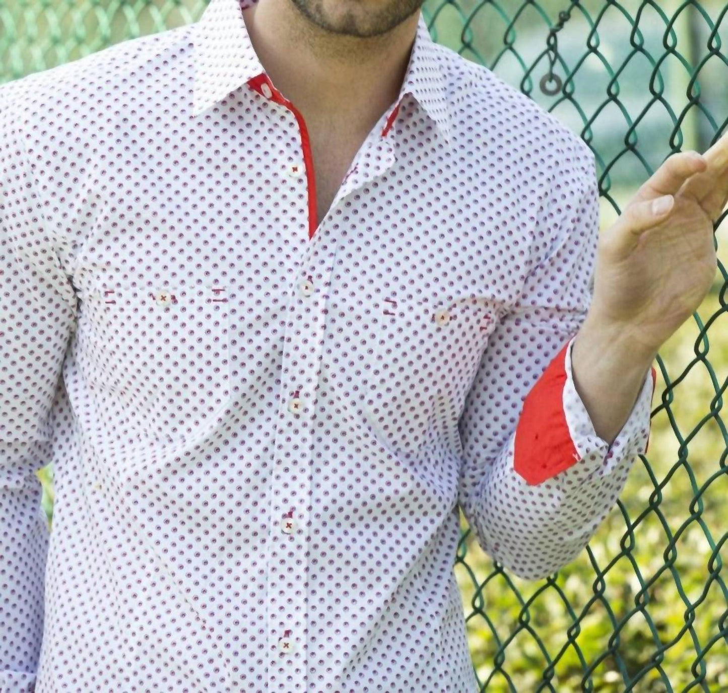 Digital Print Long Sleeve Shirt With Pockets