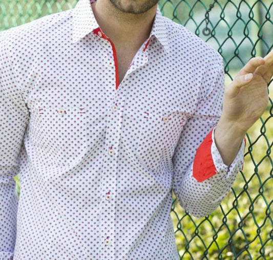 Digital Print Long Sleeve Shirt With Pockets