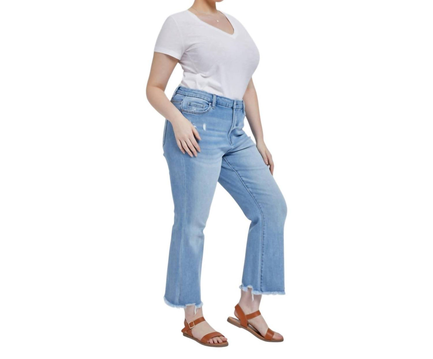 High Rise Crop Flare Jeans