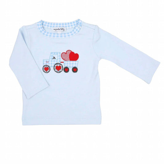 Kids' Tractor-full Of Love Applique Long Sleeve T-shirt