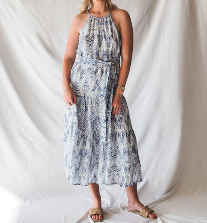 Textured Halter Midi Dress