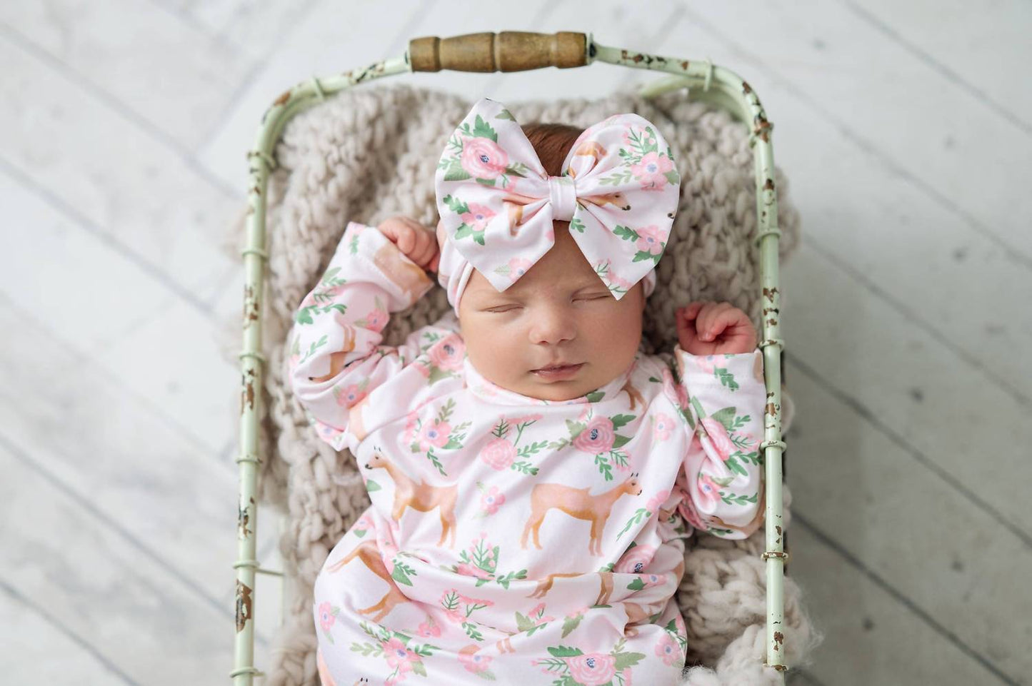 Infant Girls Cowgirl Baby Gown Set With Bow