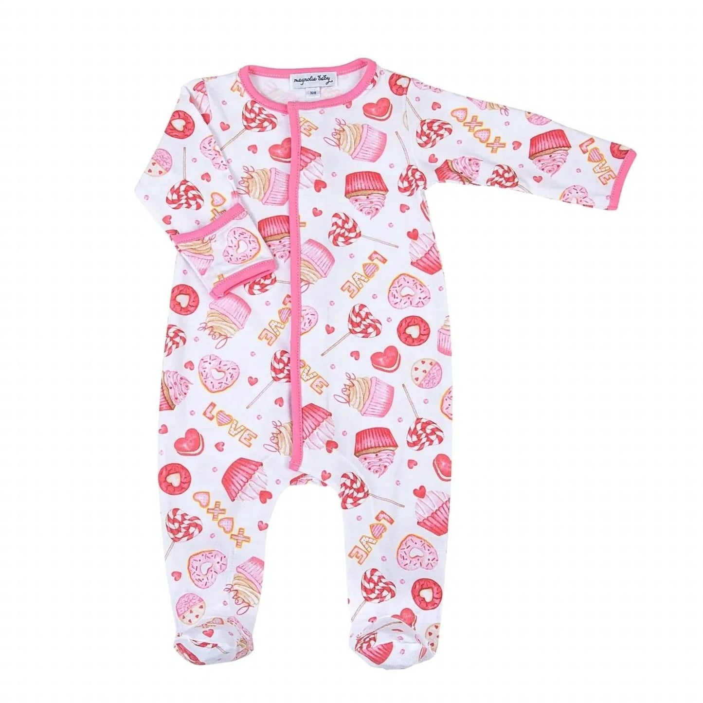 Girl's Xoxo Sweets Print Zipper Footie