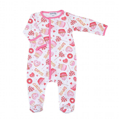 Girl's Xoxo Sweets Print Zipper Footie