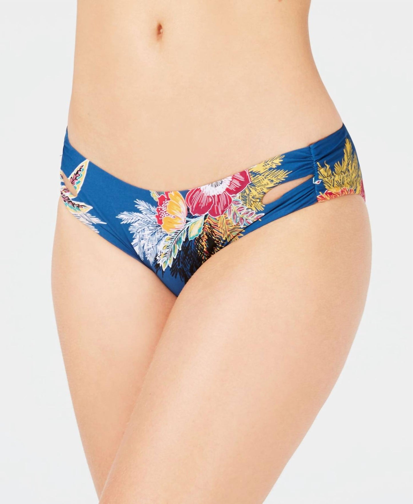 Shirred Cutout Bikini Bottoms