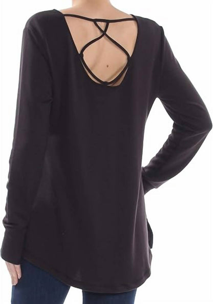 Long Sleeve Lattice Back Athletic Tunic Style Tunic