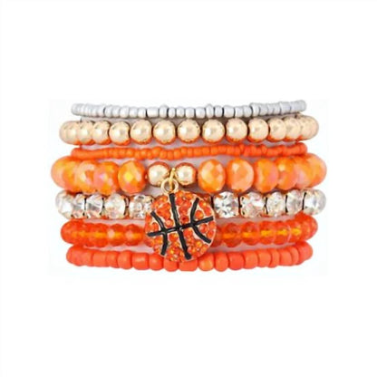 Basketball Beaded Bracelet Six Piece Set Stack