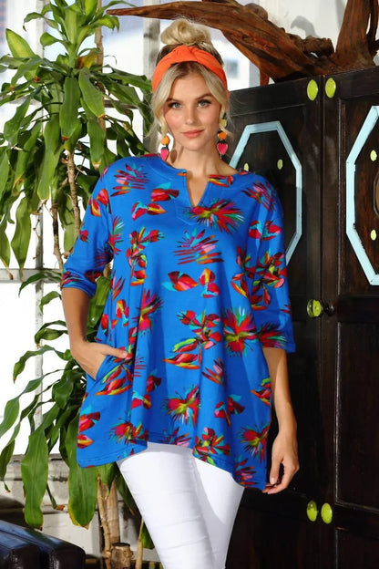 KikiSol - Searenity Fiesta Leaf French Terry Tunic With Pockets - Rack Hunt