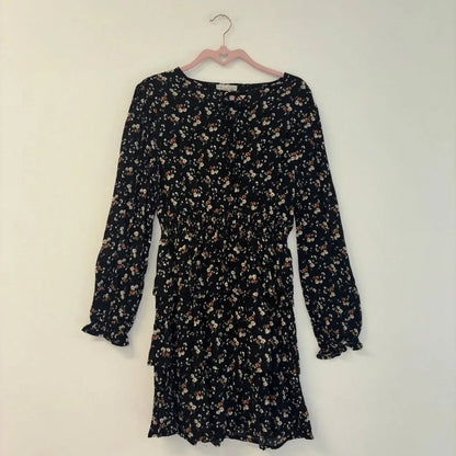 paper crane - High Neck Long Sleeve Flower Dress - Rack Hunt