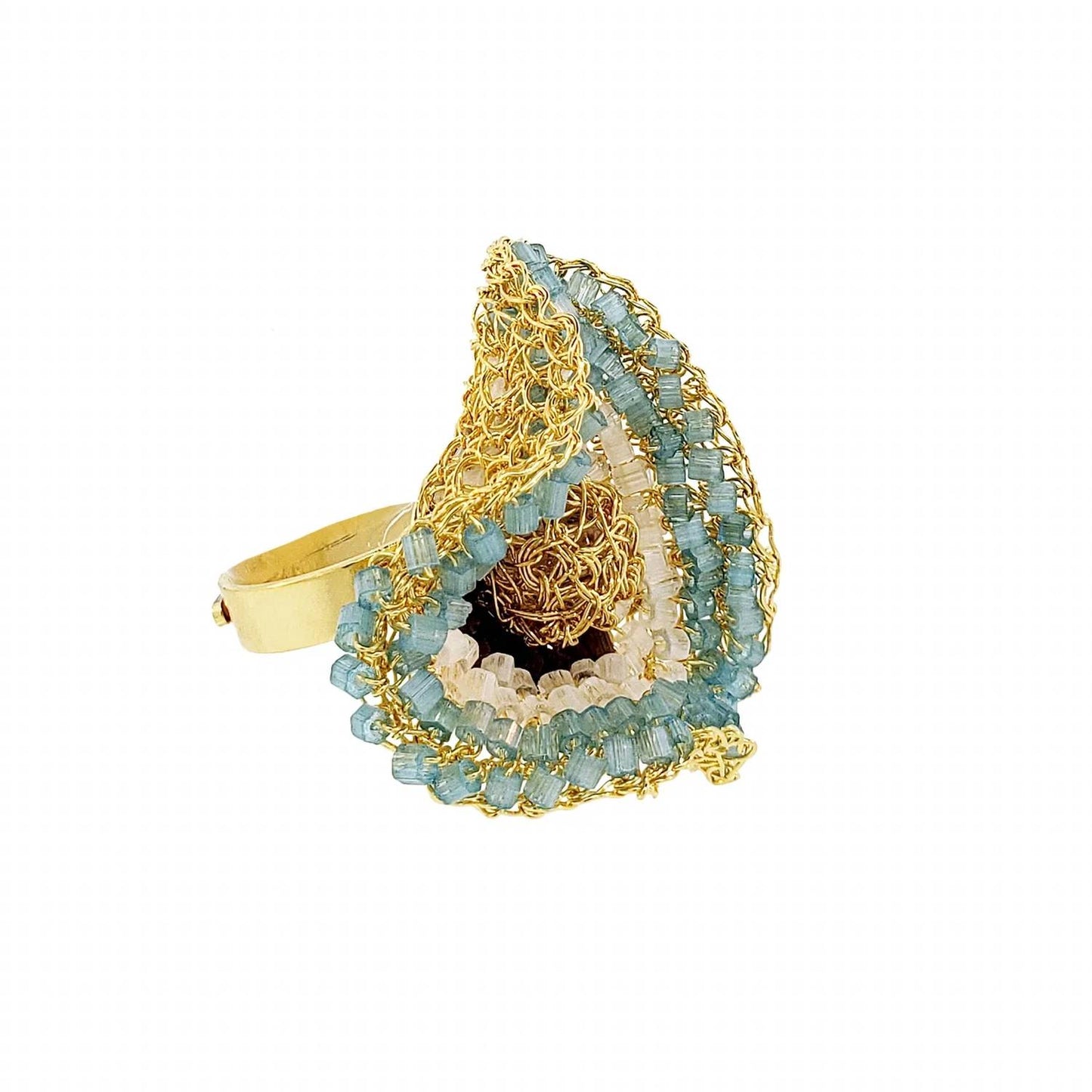 Women's Buttercup Crystal Handmade Crochet Ring