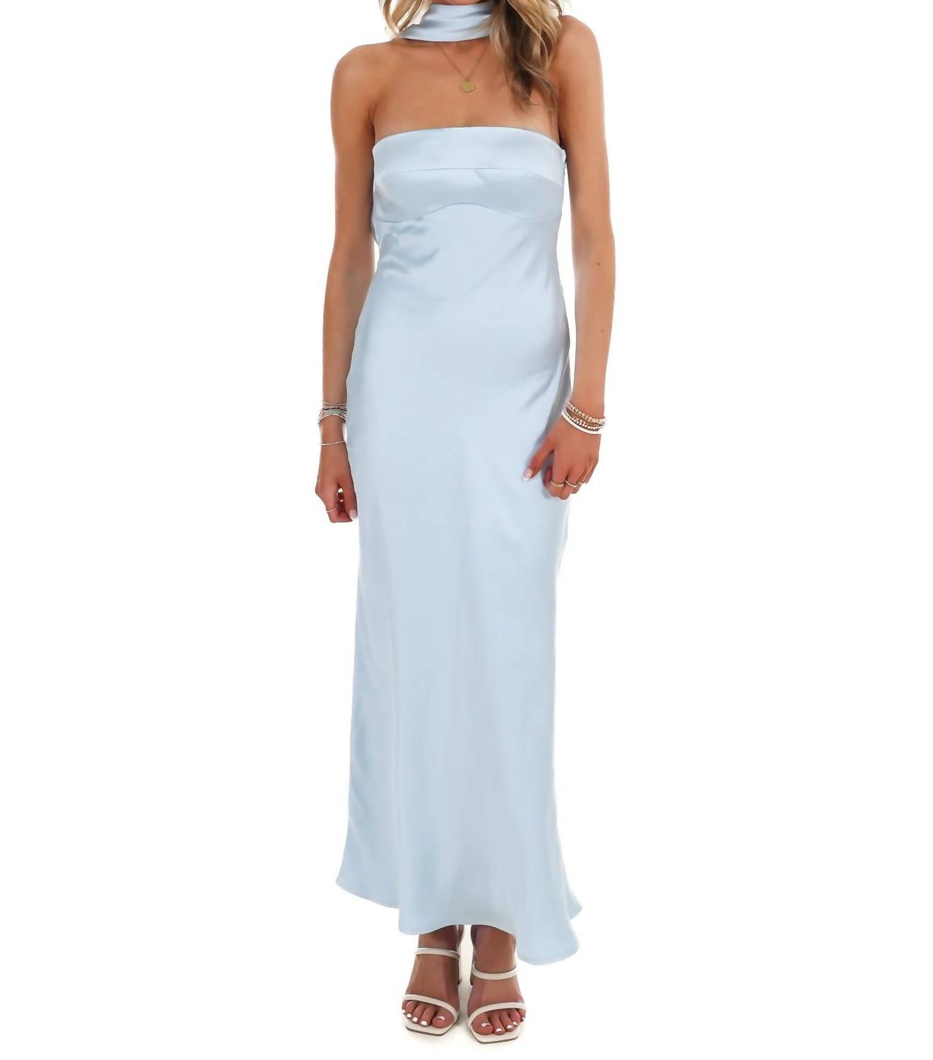 Caught My Eye Halter Satin Maxi Dress